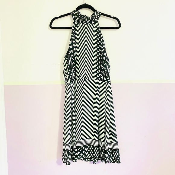 WORN ONCE Black and White Patterned Party Dress - Picture 2 of 3